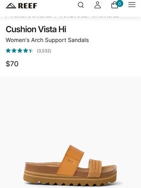 Reef Cushion Vista Hi Women's Sandal — Tan/Caramel